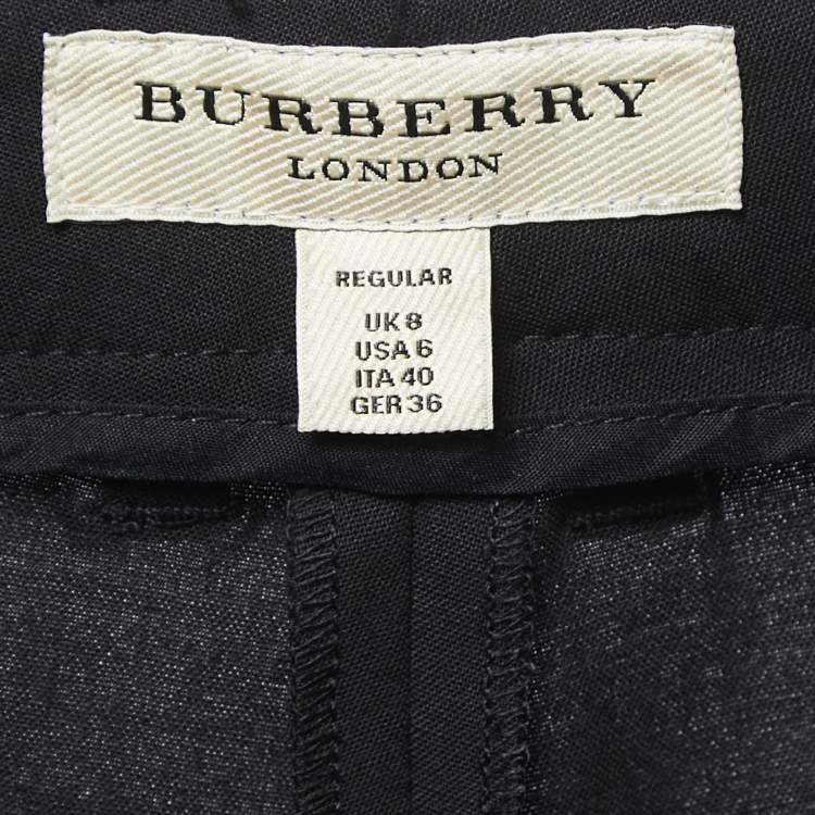 Pre Owned Burberry Black Wool Flared Trousers S
