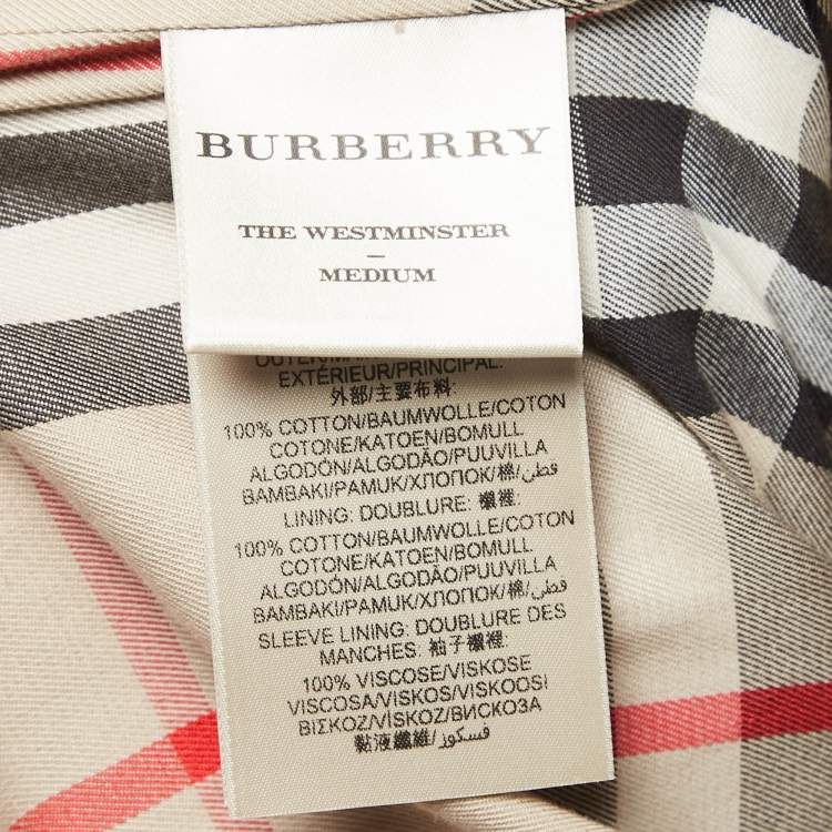 Pre Owned Burberry Beige Gabardine Belted Mid-Length Trench Coat M