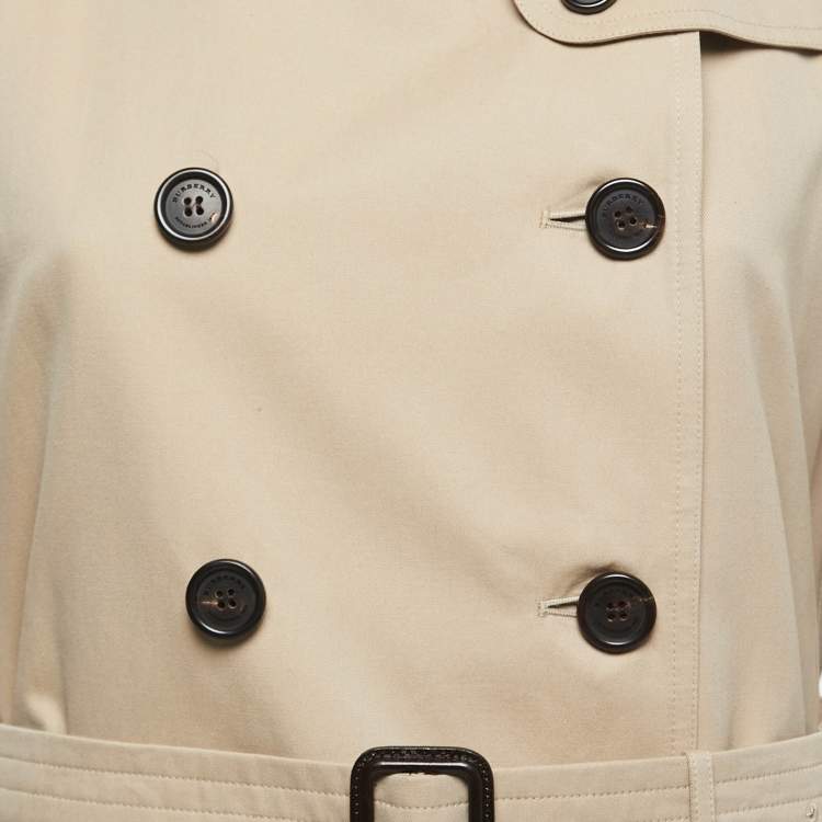 Pre Owned Burberry Beige Gabardine Belted Mid-Length Trench Coat M
