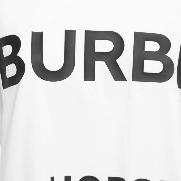 Pre Owned Burberry White Horseferry Print Crew Neck Half Sleeve T-Shirt S