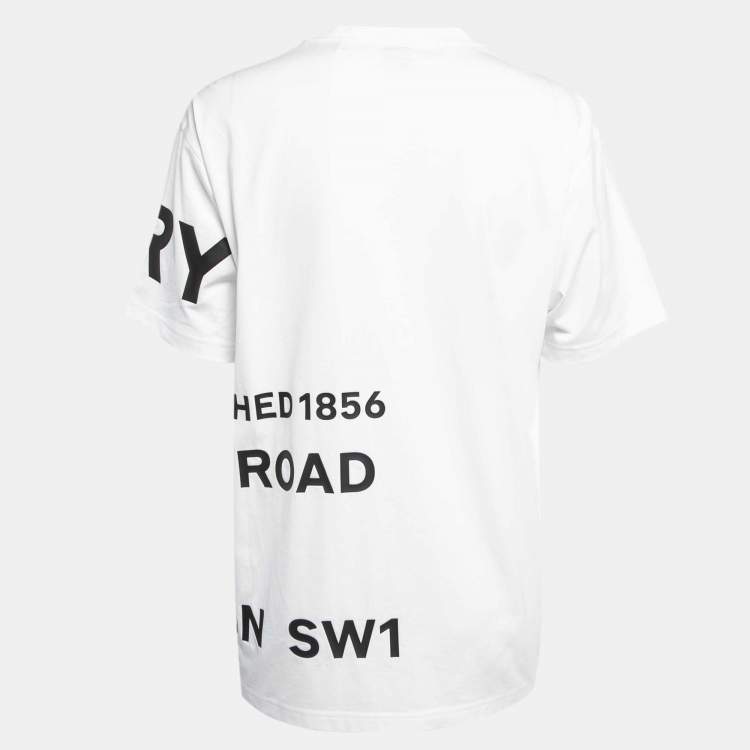Pre Owned Burberry White Horseferry Print Crew Neck Half Sleeve T-Shirt S