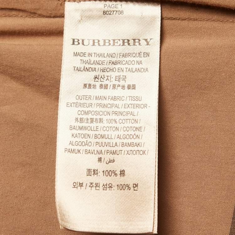 Pre Owned Burberry Brown Checked Cotton Belted Shirt Dress M