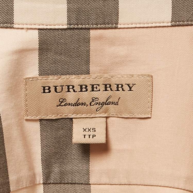 Pre Owned Burberry Beige Checked Cotton Buttoned Shirt XXS