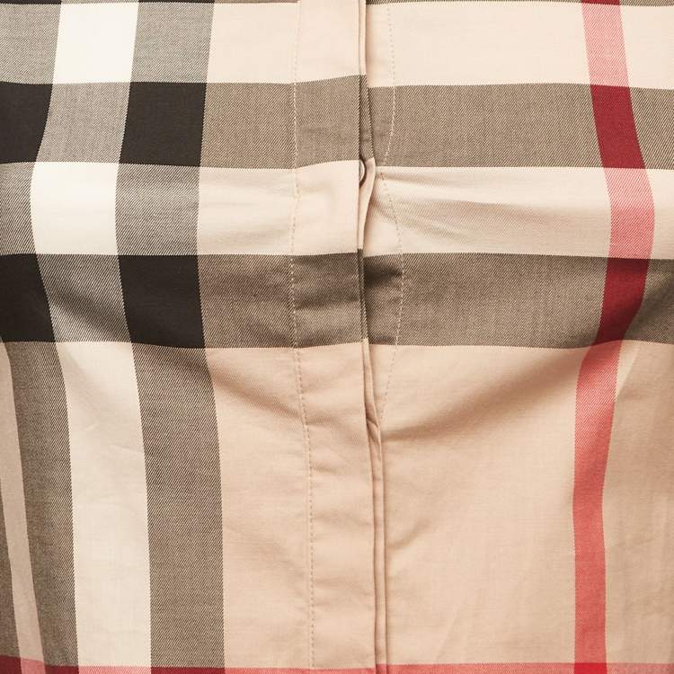 Pre Owned Burberry Beige Checked Cotton Buttoned Shirt XXS