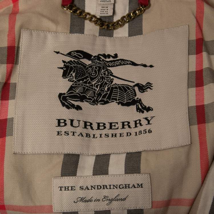 Pre Owned Burberry Red Cotton Double-Breasted Short Trench Coat M