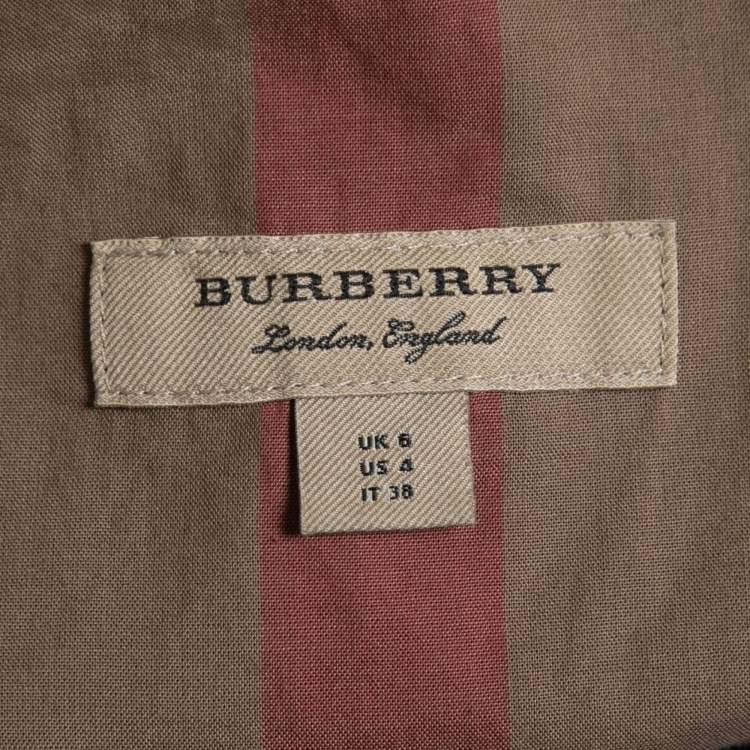 Pre Owned Burberry Beige Check Printed Cotton Belted Kelsy Chemisier Dress S
