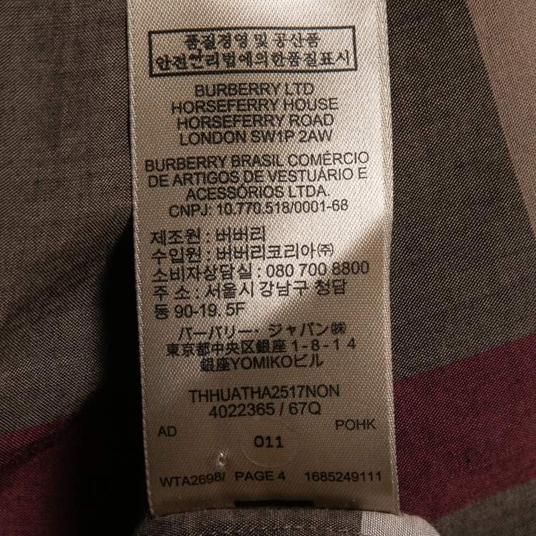 Pre Owned Burberry Beige Check Printed Cotton Belted Kelsy Chemisier Dress S