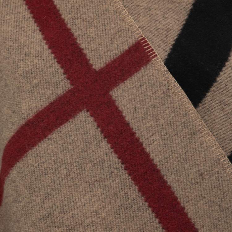 Pre Owned Burberry Multicolour Checkered Wool & Cashmere Poncho (ONE SIZE)