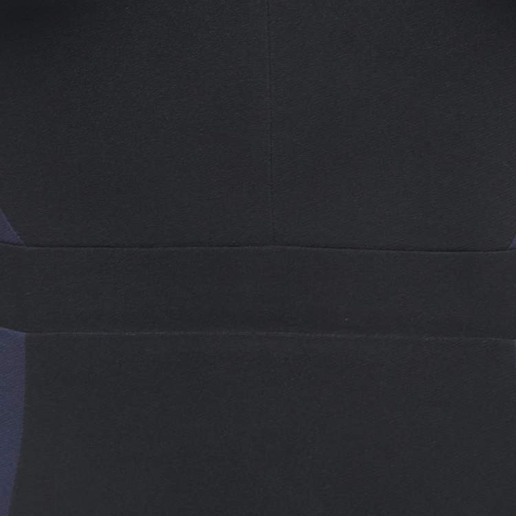 مملوكة مسبقًا Burberry Black/Navy Blue Crepe V-Neck Short Dress XS
