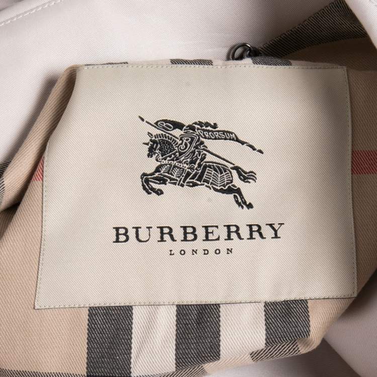مملوكة مسبقًا Burberry London Pale Grey Cotton Double Breasted Belted Trench Coat S