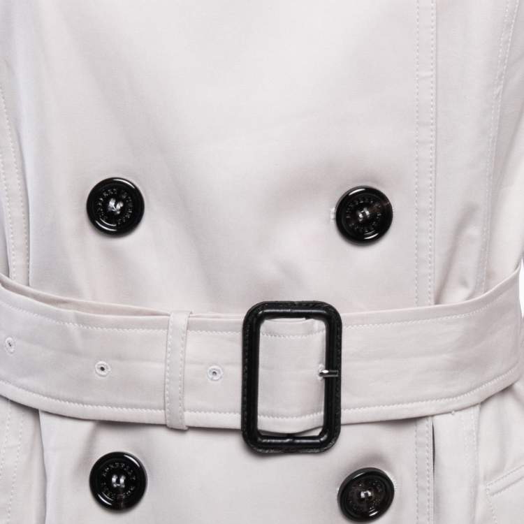 مملوكة مسبقًا Burberry London Pale Grey Cotton Double Breasted Belted Trench Coat S