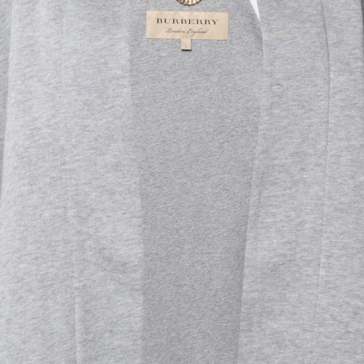 Pre Owned Burberry Grey Cotton Knit Cape Jacket L