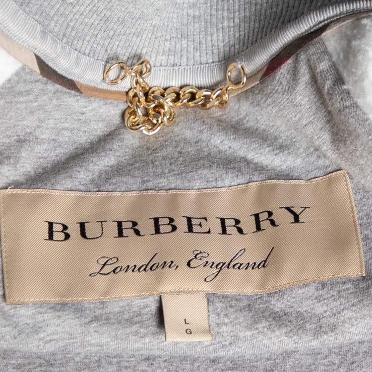 Pre Owned Burberry Grey Cotton Knit Cape Jacket L