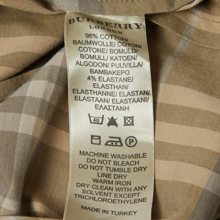 Pre Owned Burberry Brown Striped Cotton Button Front Half Sleeve Shirt M