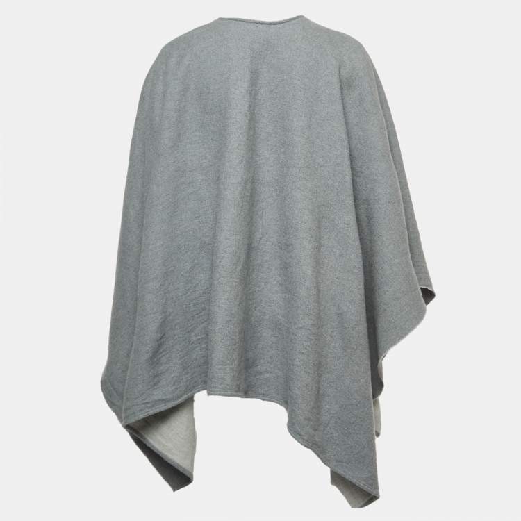 مملوكة مسبقًا Burberry Grey Check Wool Reversible Cape One Size