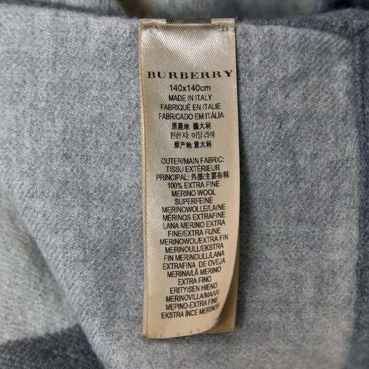 مملوكة مسبقًا Burberry Grey Check Wool Reversible Cape One Size