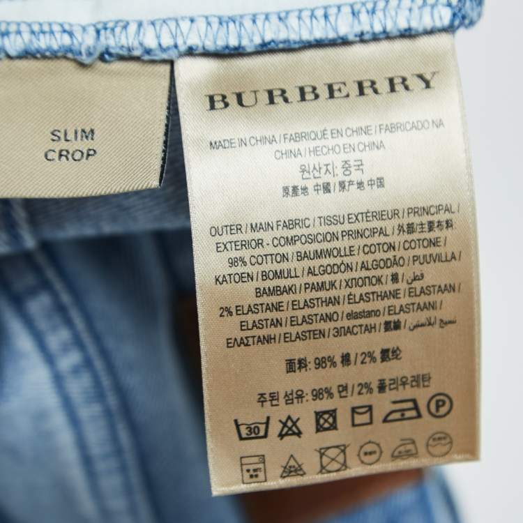 Pre Owned Burberry Blue Washed Denim Slim Crop Jeans S Waist 27"
