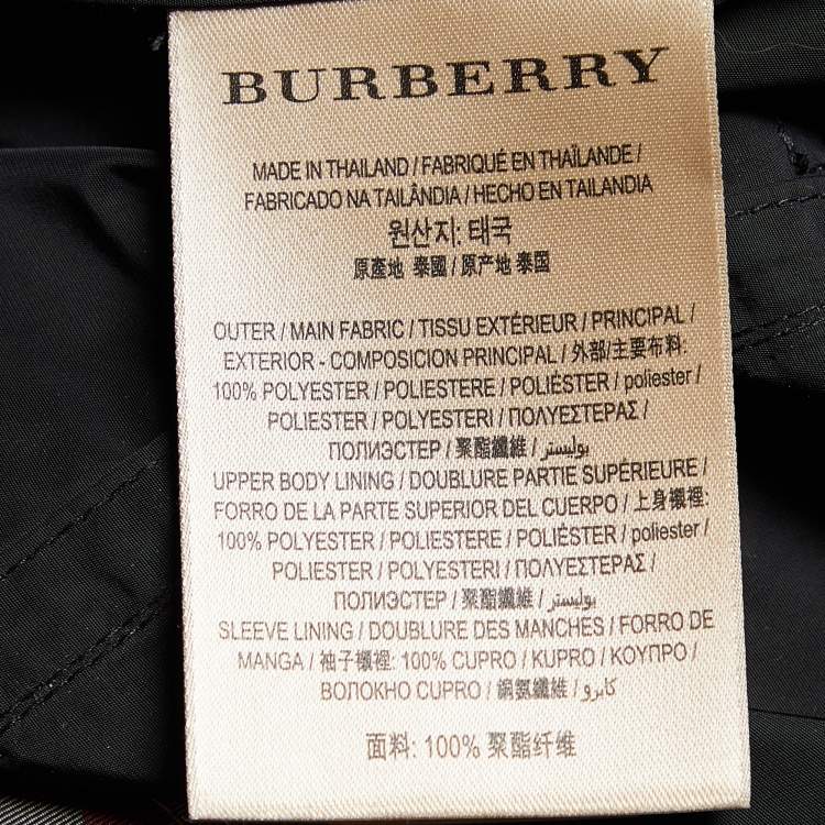 Pre Owned Burberry Black Polyester Belted Double Breasted Trench Coat XS