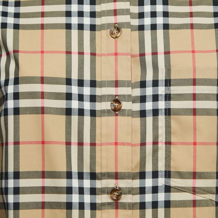 Pre Owned Burberry Brown Vintage Check Cotton button Front Shirt M