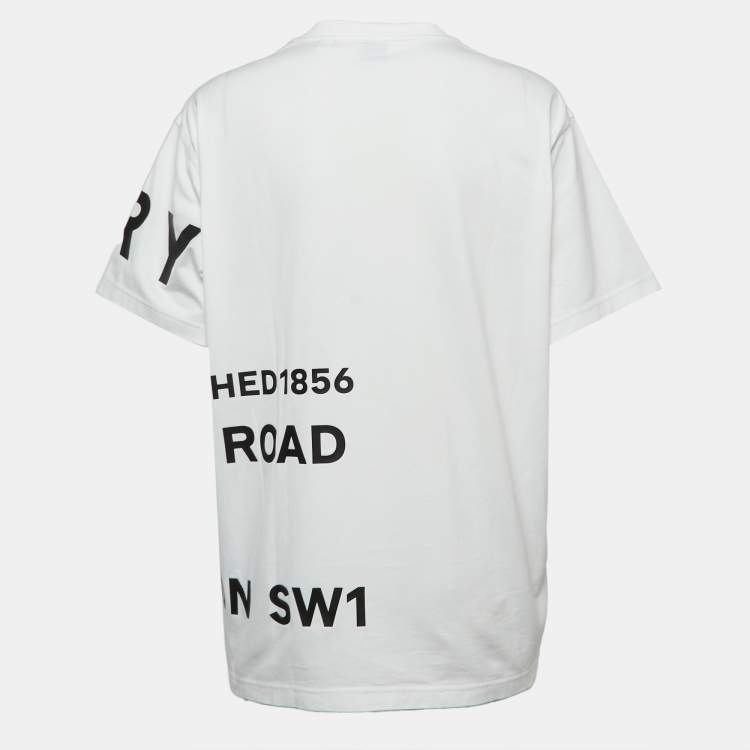 Pre Owned Burberry White Horseferry Print Half Sleeve T-Shirt M