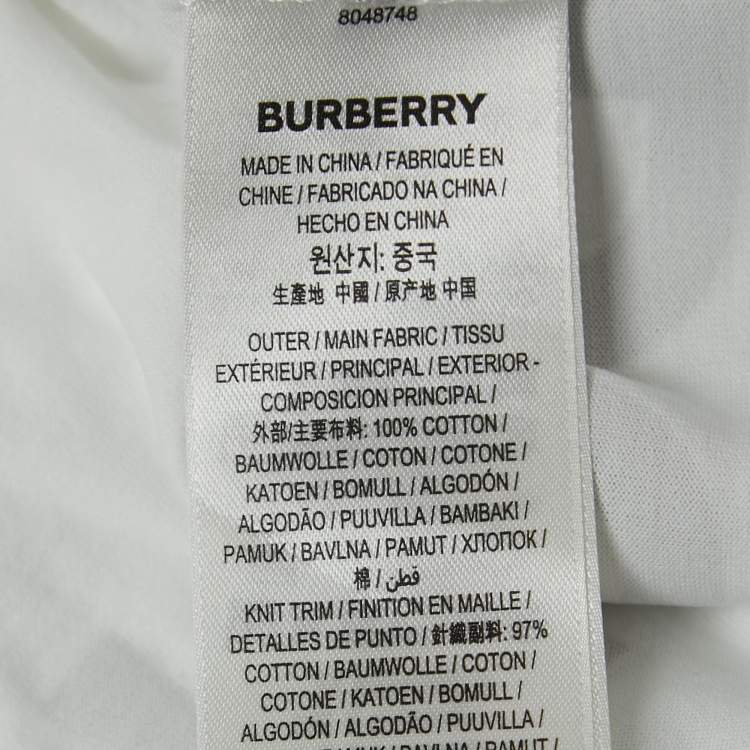 Pre Owned Burberry White Horseferry Print Half Sleeve T-Shirt M