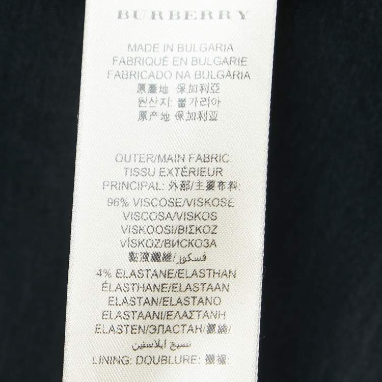Pre Owned Burberry Black Jersey Knit Ruched V-Neck Top S