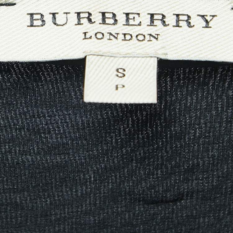 Pre Owned Burberry Black Jersey Knit Ruched V-Neck Top S