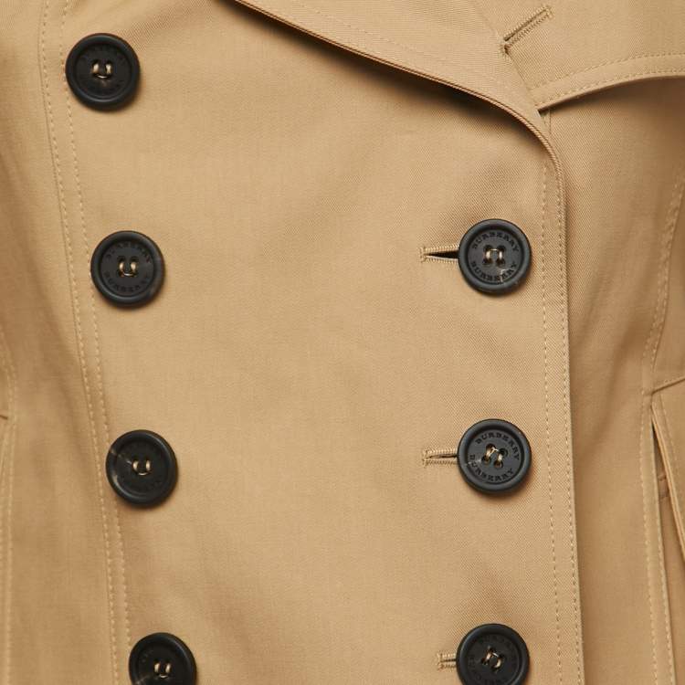 Pre Owned Burberry Beige Gabardine Double Breasted Trench Coat S
