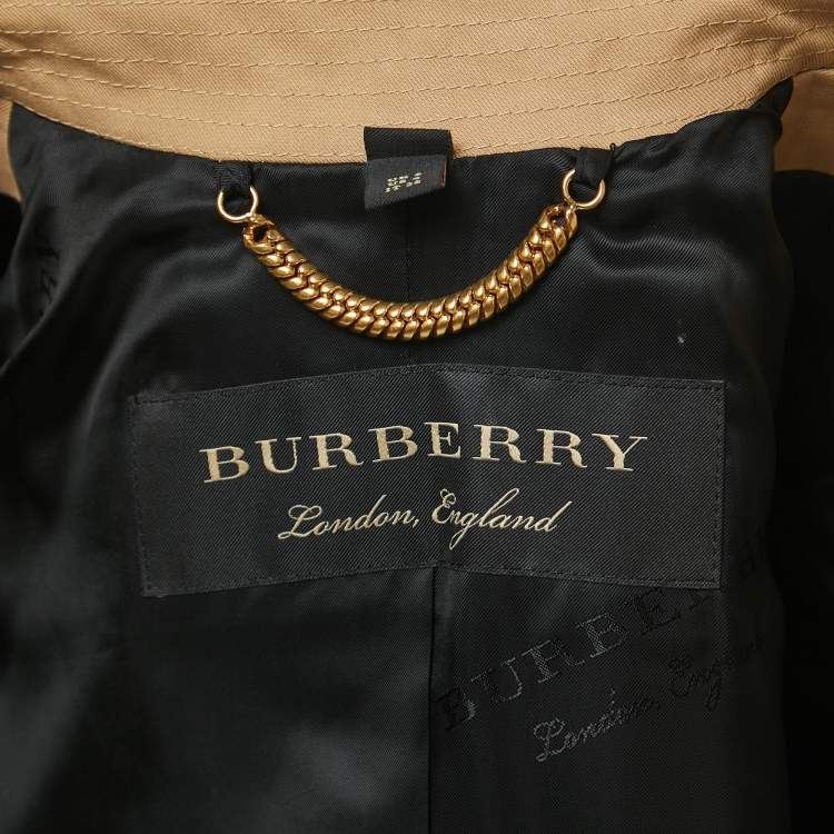 Pre Owned Burberry Beige Gabardine Double Breasted Trench Coat S
