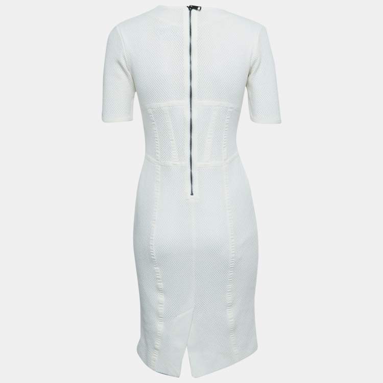 Pre Owned Burberry Off White Knit Flared Short Dress S