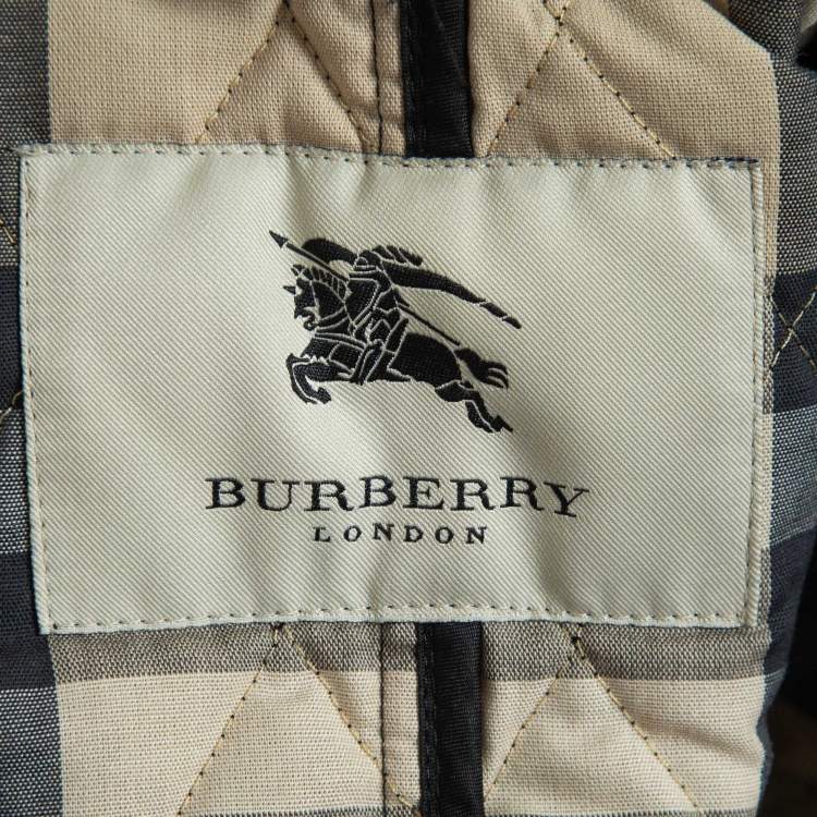 Pre Owned Burberry Black Quilted Synthetic Zip Front Jacket S