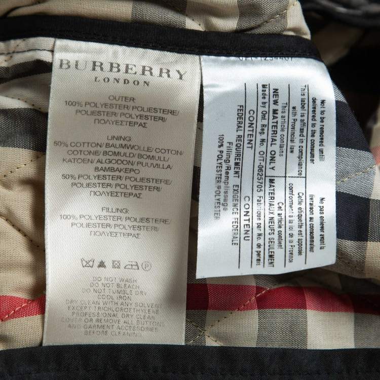 Pre Owned Burberry Black Quilted Synthetic Zip Front Jacket S