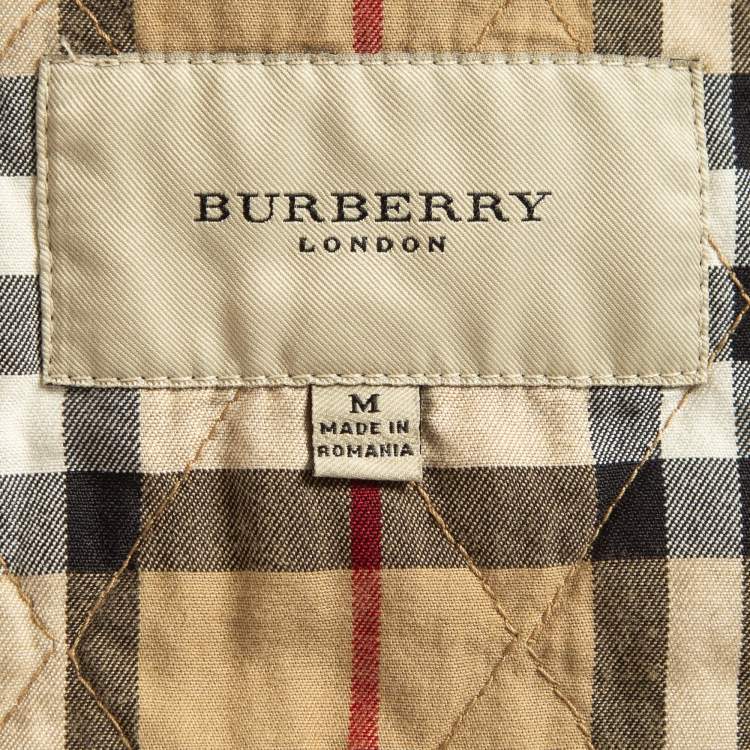 Pre Owned Burberry Beige Quilt Stitch Cotton Buttoned Jacket M
