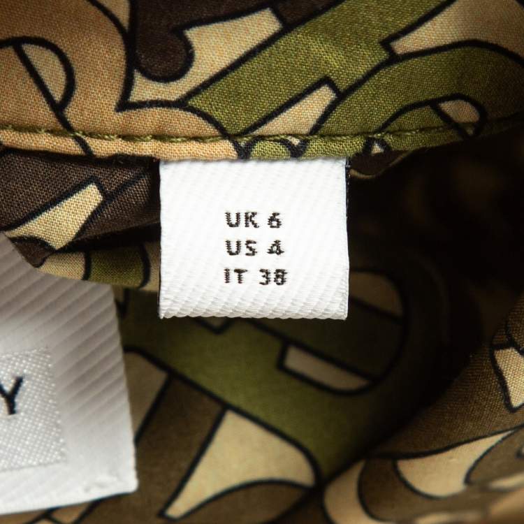 Pre Owned Burberry Green Logo Print Cotton Button Front Sleeveless Shirt S
