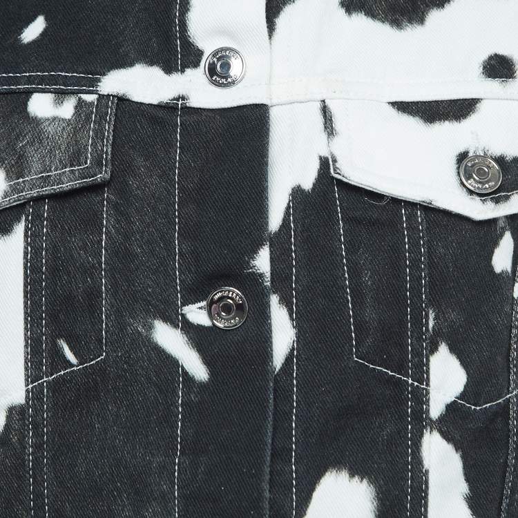 Pre Owned Burberry Black/White Print Denim Buttoned Jacket XS