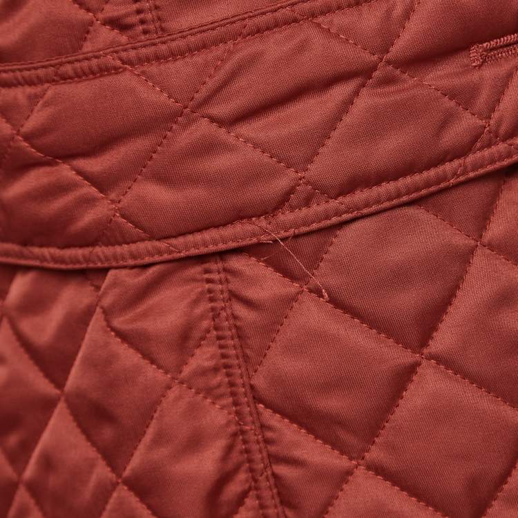 مملوكة مسبقًا Burberry Brit Red Quilted Synthetic Button Front Jacket XS