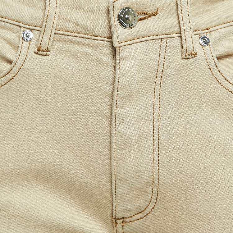 Pre Owned Burberry Beige Denim Pocket Detail Skinny Jeans S Waist 27"