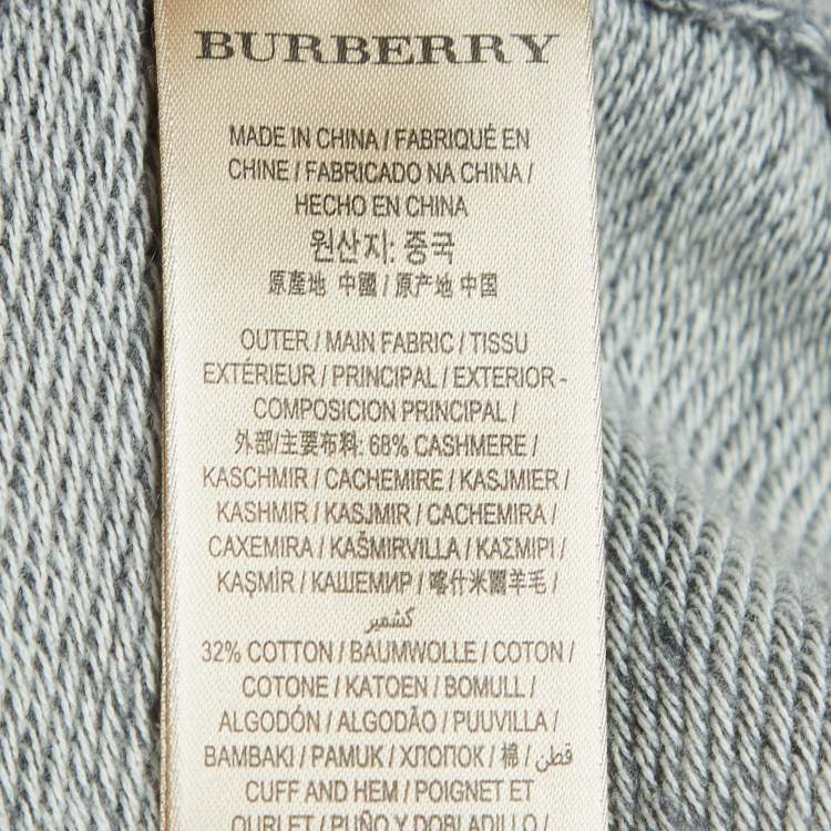 مملوكة مسبقًا Burberry Grey Cashmere Blend Knit Zip Front Hooded Jacket M