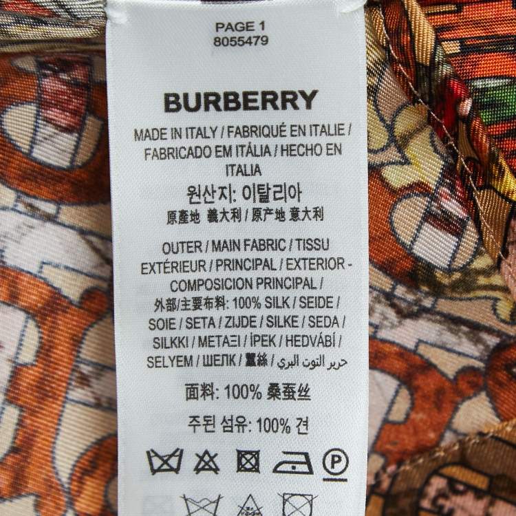 Pre Owned Burberry Multicolor Monogram Print Silk Short Sleeve Shirt S