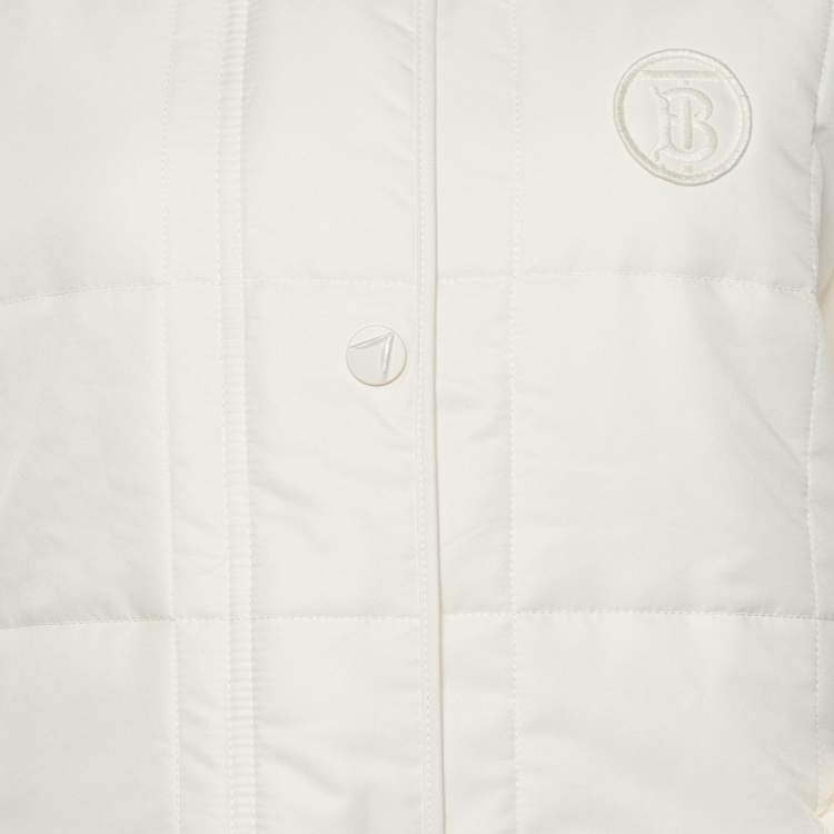 Pre Owned Burberry Cream Logo Detail Quilter Jacket L
