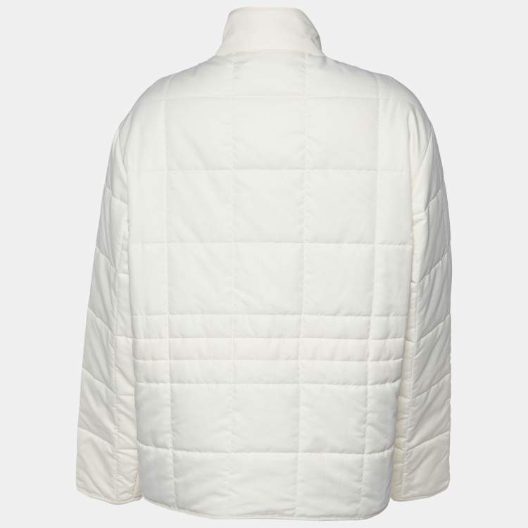 Pre Owned Burberry Cream Logo Detail Quilter Jacket L