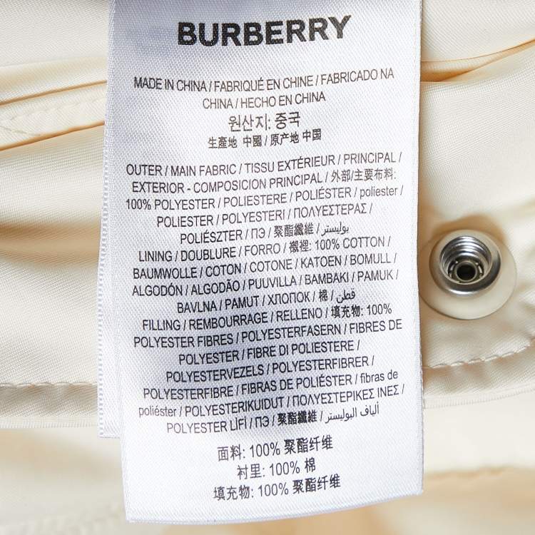 Pre Owned Burberry Cream Logo Detail Quilter Jacket L
