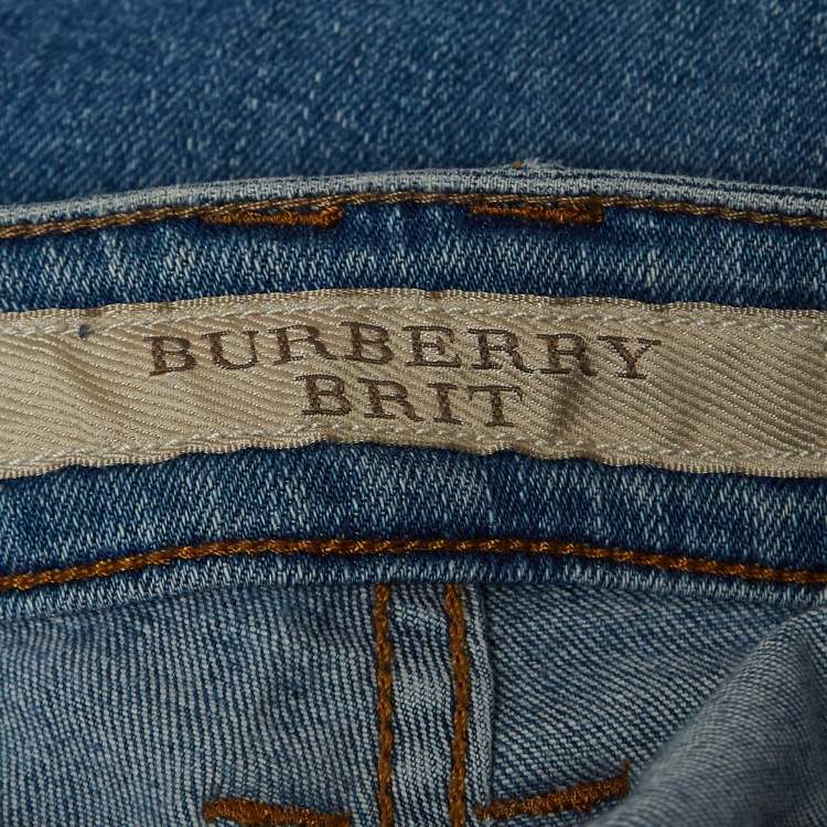 Pre Owned Burberry Blue Washed Denim Low-Rise Skinny Jeans S Waist 24''