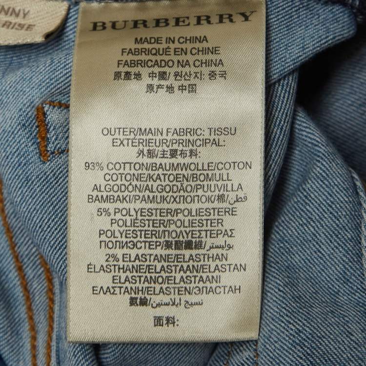 Pre Owned Burberry Blue Washed Denim Low-Rise Skinny Jeans S Waist 24''
