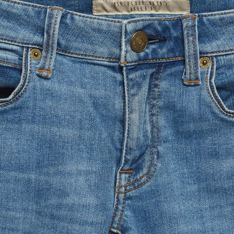 Pre Owned Burberry Blue Washed Denim Low-Rise Skinny Jeans S Waist 24''