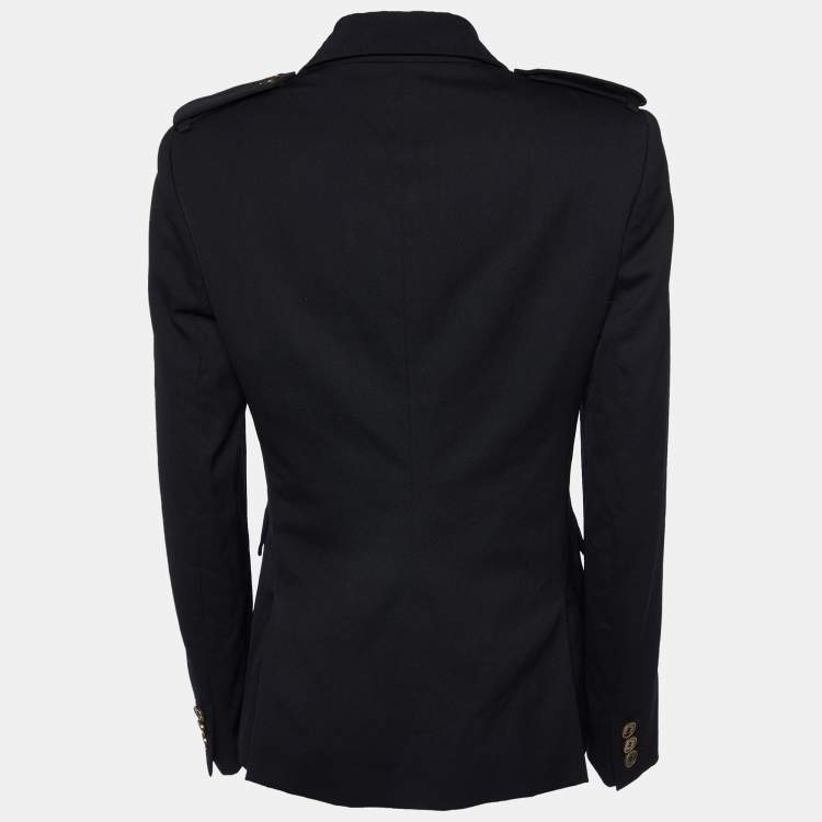 Pre Owned Burberry Black Wool Single Breasted Jacket S