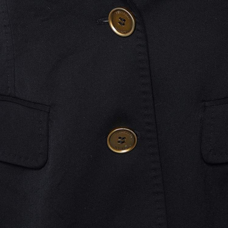 Pre Owned Burberry Black Wool Single Breasted Jacket S