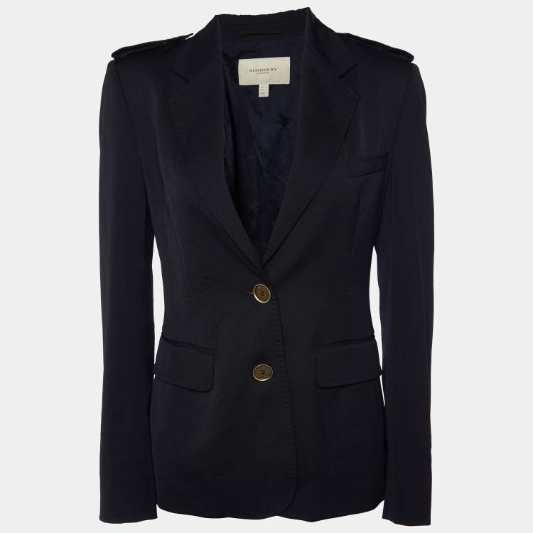 Pre Owned Burberry Black Wool Single Breasted Jacket S