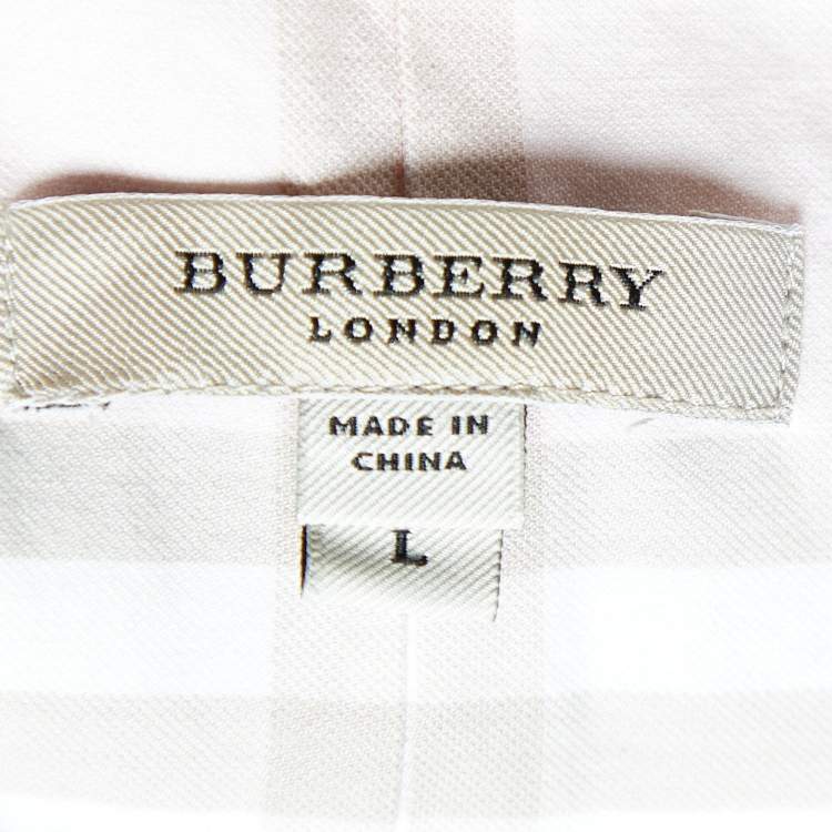 Pre Owned Burberry Light Pink Nova Check Cotton Button Front Shirt L
