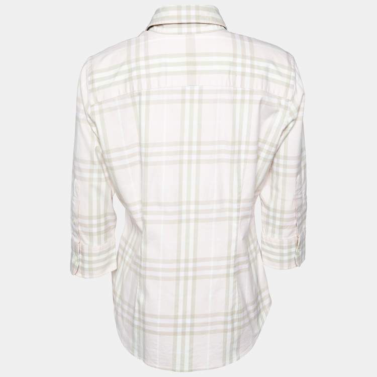 Pre Owned Burberry Light Pink Nova Check Cotton Button Front Shirt L